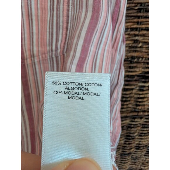 Lucky Brand Striped Button Up Boyfriend Shirt Womens Large Boho Top Preppy Beach - Picture 7 of 8